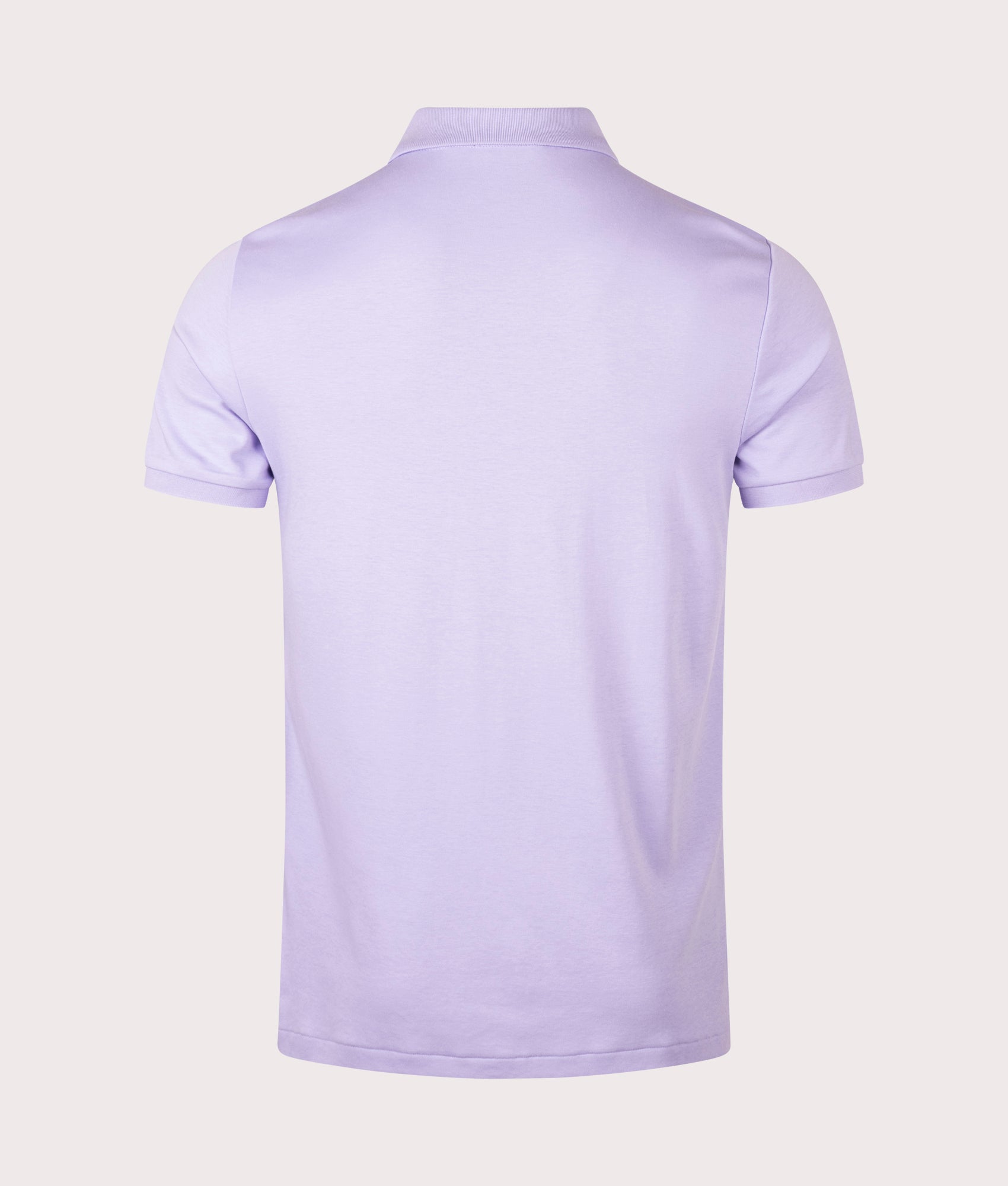 Custom Slim Fit Soft Cotton Polo Shirt by Polo Ralph Lauren in Sky Lavender. Shot by EQVVS. Back shot.
