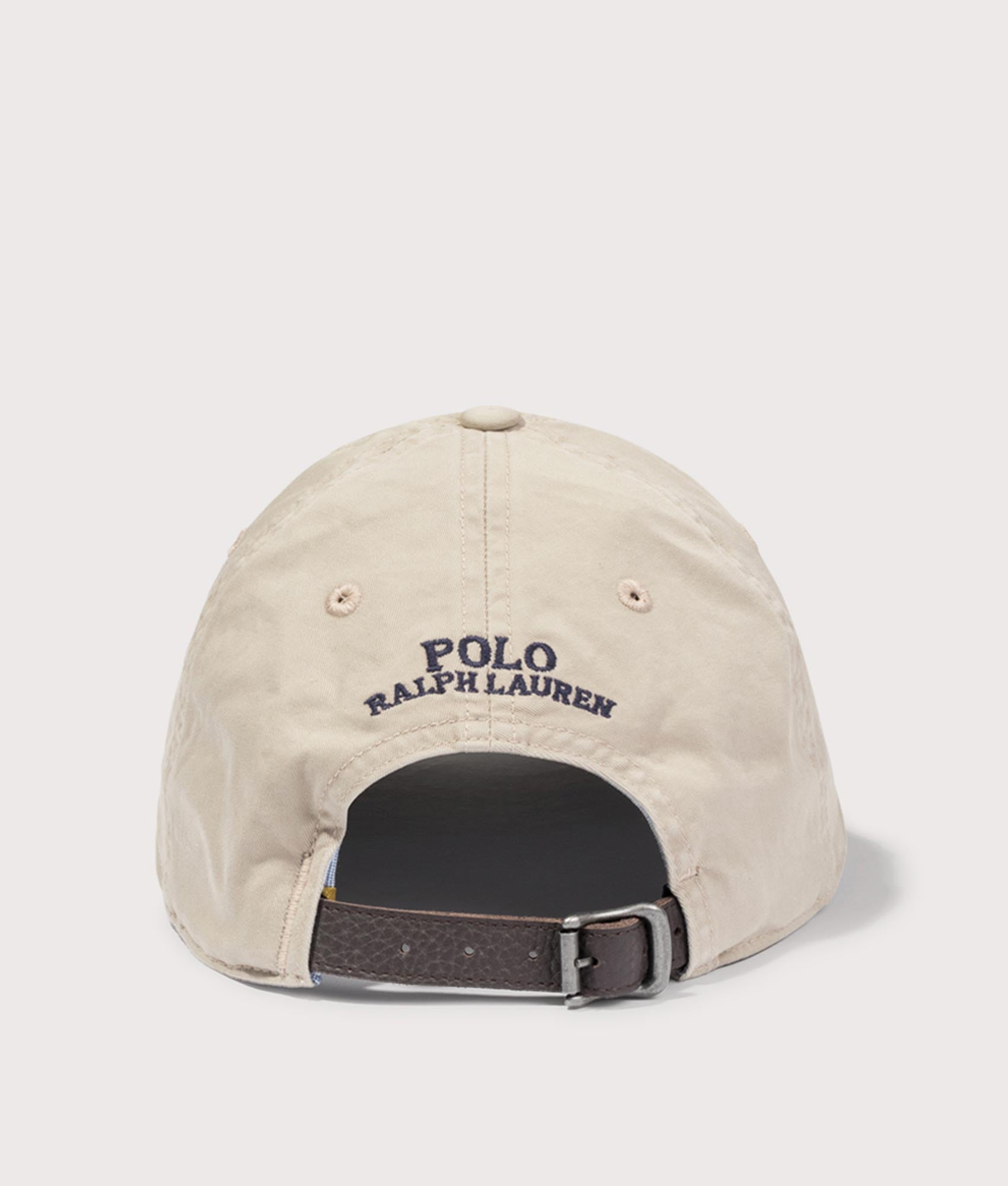 Polo Ralph Lauren Stretch Cotton Twill Ball Cap in Khaki Tan at EQVVS Menswear. Back shot. 