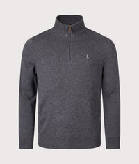 Merino Wool Quarter Zip Jumper: 017 Dark Charcoal Heather 