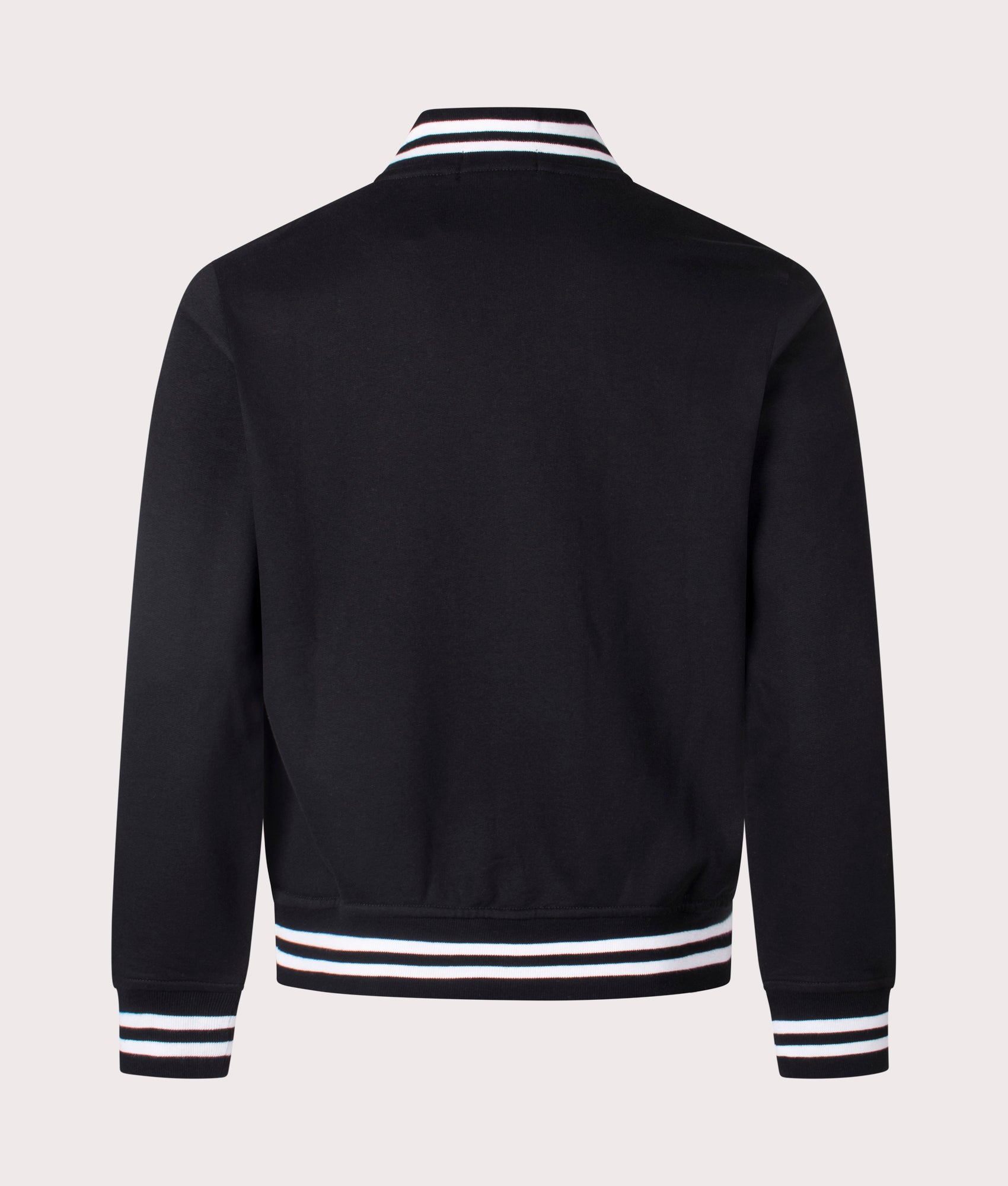Polo Ralph Lauren Big Pony Fleece Baseball Jacket in Black. Shot at EQVVS. Back shot 