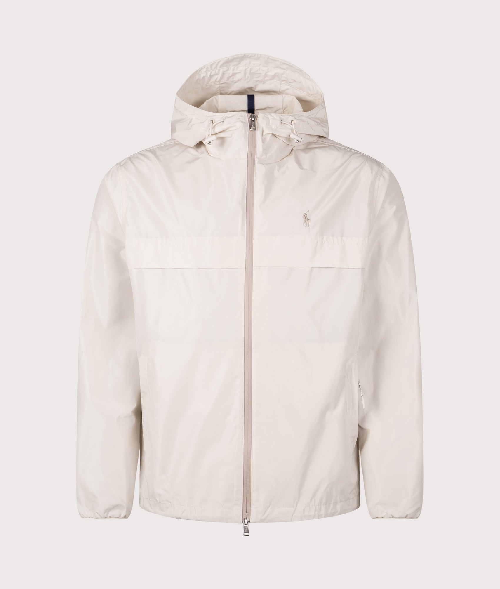 Full-Zip Hooded Windbreaker. Shot by EQVVS. Front shot.