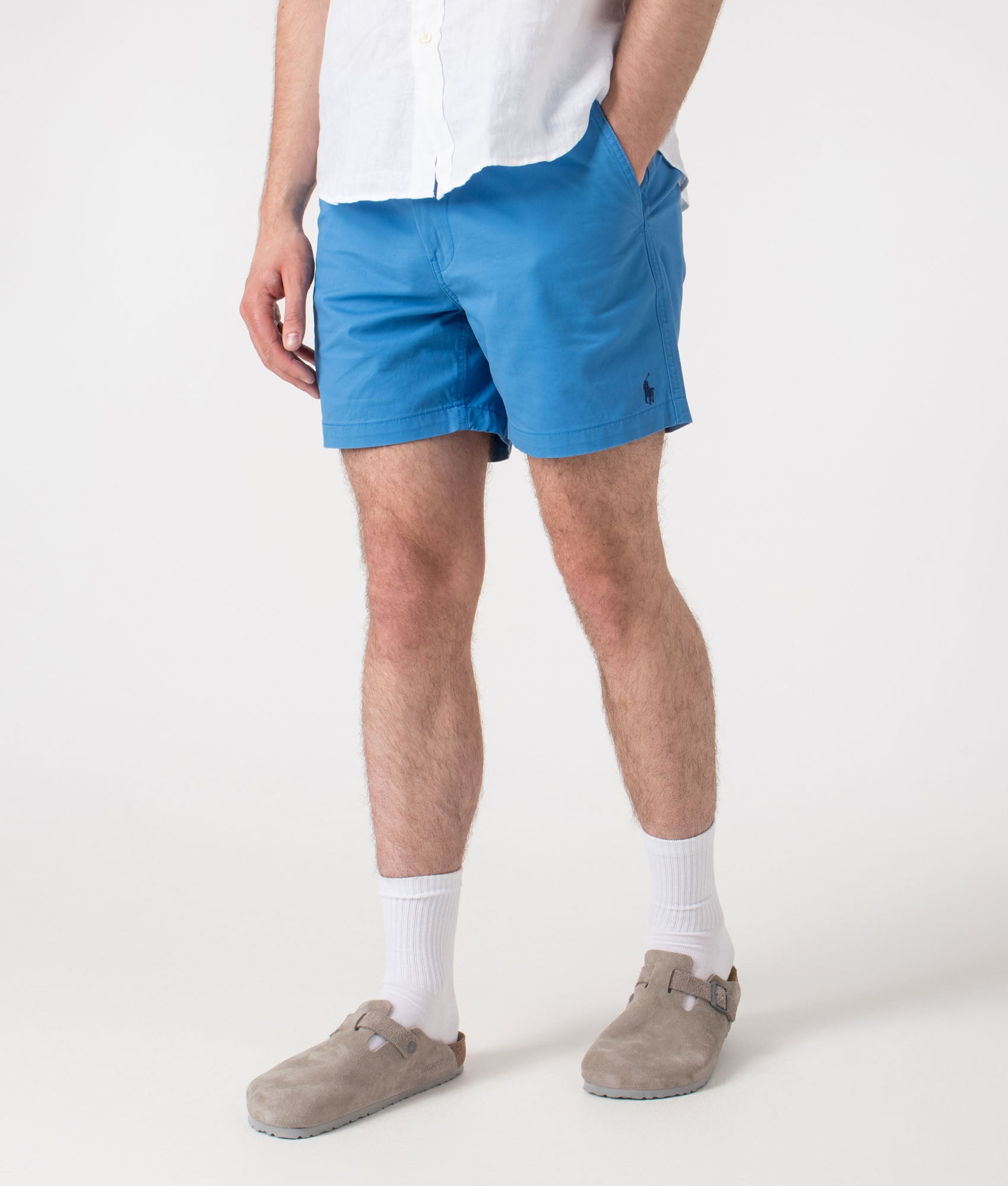 Regular Fit Prepster Stretch Twill Chino Shorts. Shot by EQVVS. Front angled shot.