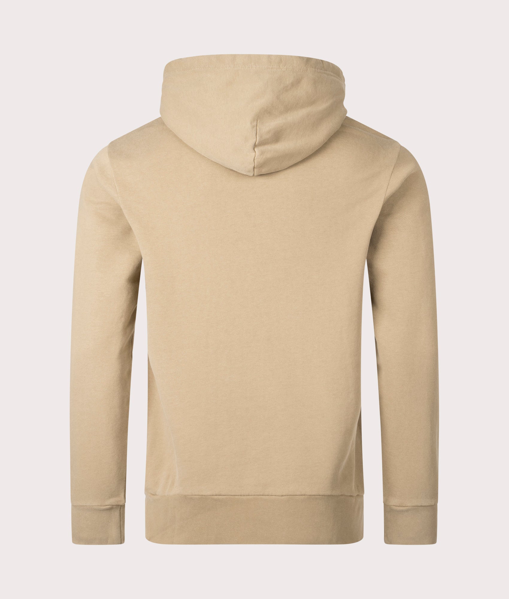 Polo Ralph Lauren Loopback Fleece Hoodie in Desert Khaki. Back angle shot at EQVVS.