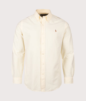 Custom Fit Striped Oxford Shirt in Yellow/White | Polo Ralph Lauren | EQVVS