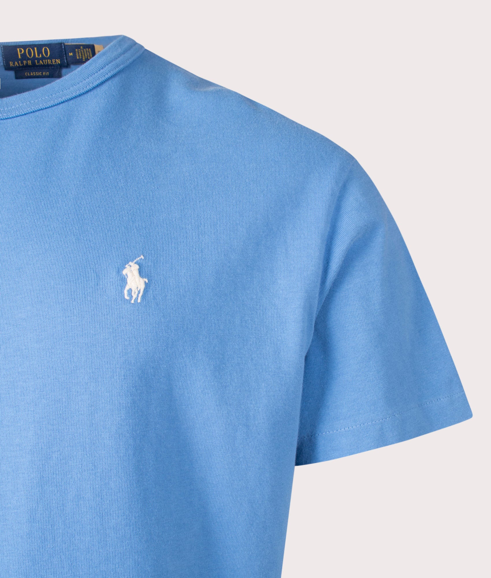 Classic Fit Jersey T-Shirt in Blue Orbit at EQVVS. Detail Shot.