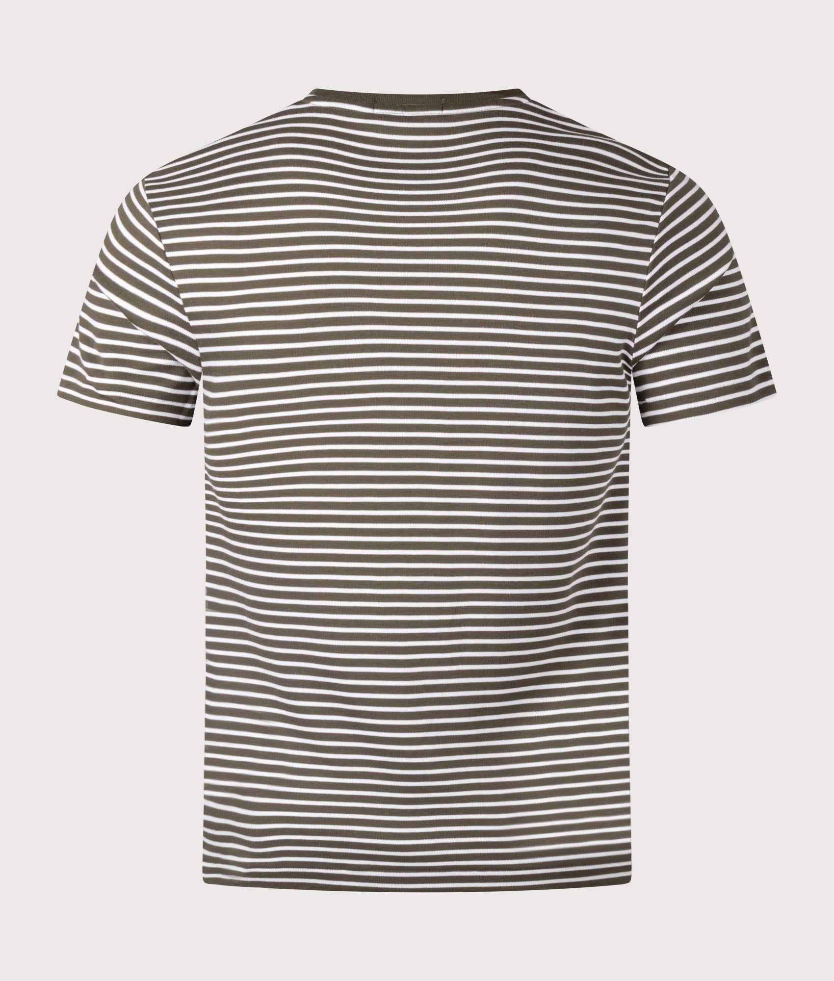 Custom Slim Striped Soft Cotton T-Shirt. Shot by EQVVS. Back shot.