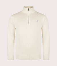 Mesh-Knit Cotton Quarter Zip Jumper: 503 Andover Cream 