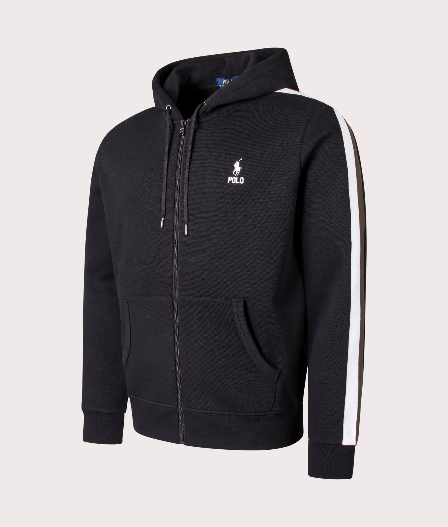 Zip Through Double-Knit Hoodie in Black | Polo Ralph Lauren | EQVVS