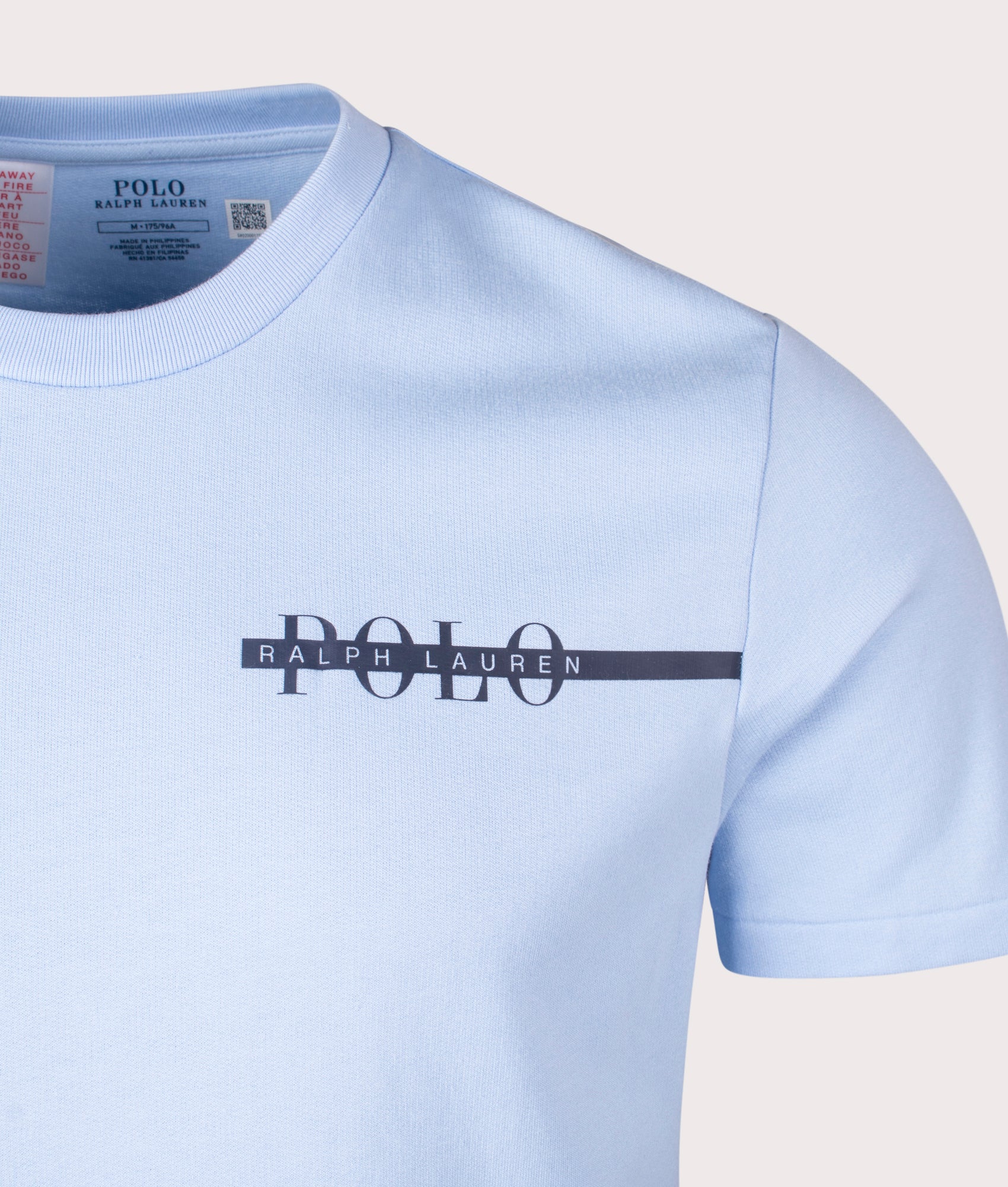Polo Ralph Lauren Lounge T-Shirt in Office Blue. Shot at EQVVS. Front logo shot 