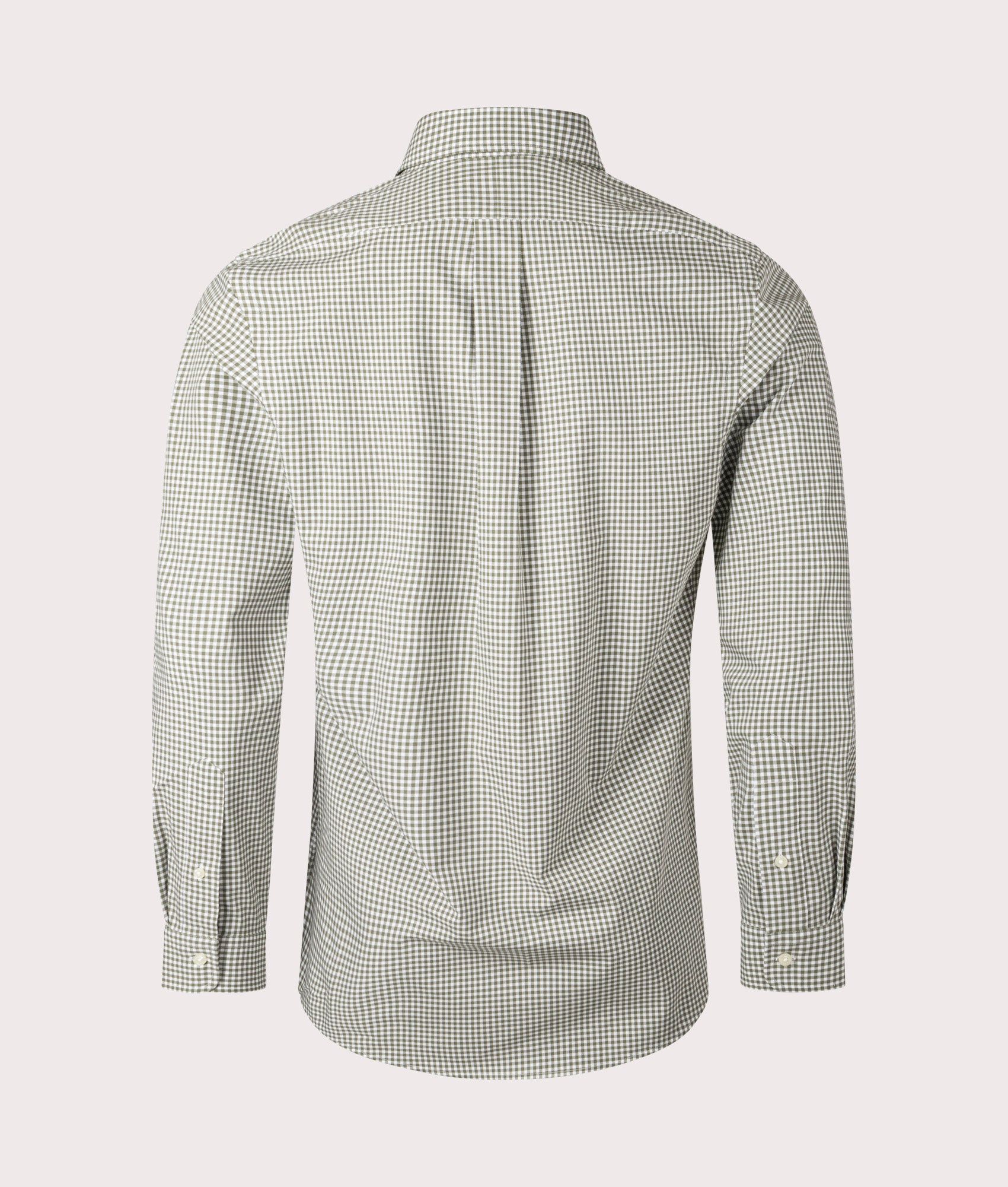 Polo Ralph Lauren Custom Fit Gingham Poplin Shirt in Garden Trail White at EQVVS. Back Shot.