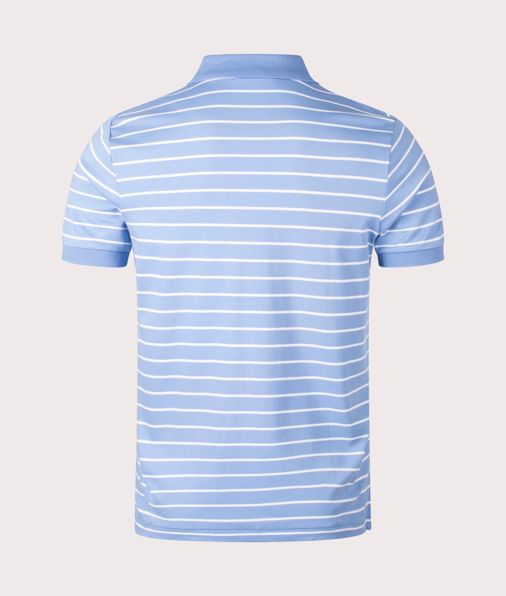 Polo Ralph Lauren Custom Slim Fit Polo Shirt in Sky Blue and White at EQVVS. Back Shot at EQVVS.