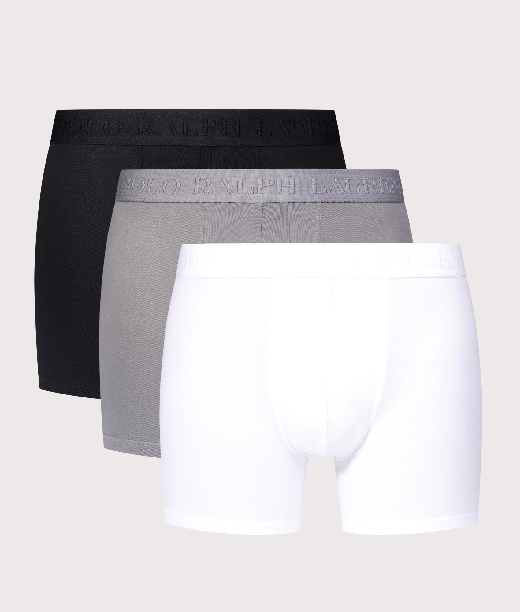 3 Pack Classic Stretch Cotton Trunks in Black/Perf Grey/White | Polo Ralph Lauren | EQVVS | Front shot 