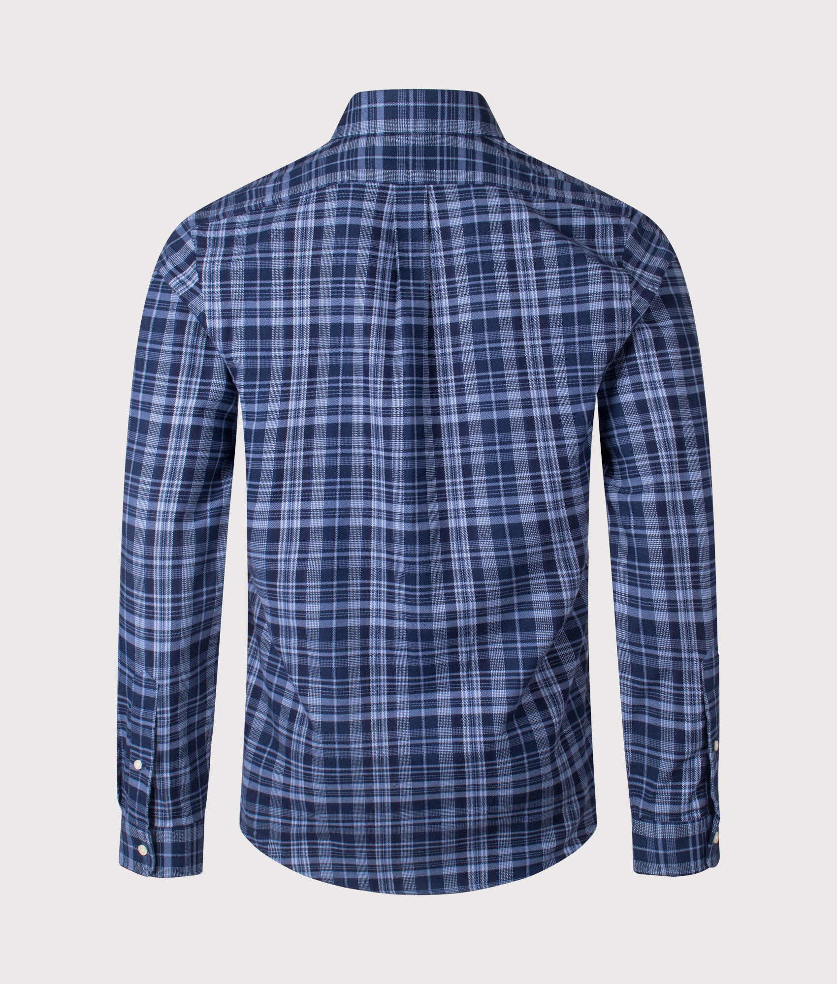 Polo Ralph Lauren Custom Fit Brushed Twill Pony Player Shirt in Blue at EQVVS Menswear. Back Shot.