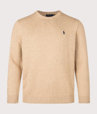 Regular Fit Cotton Crew Neck Jumper: 034 Camel Melange 