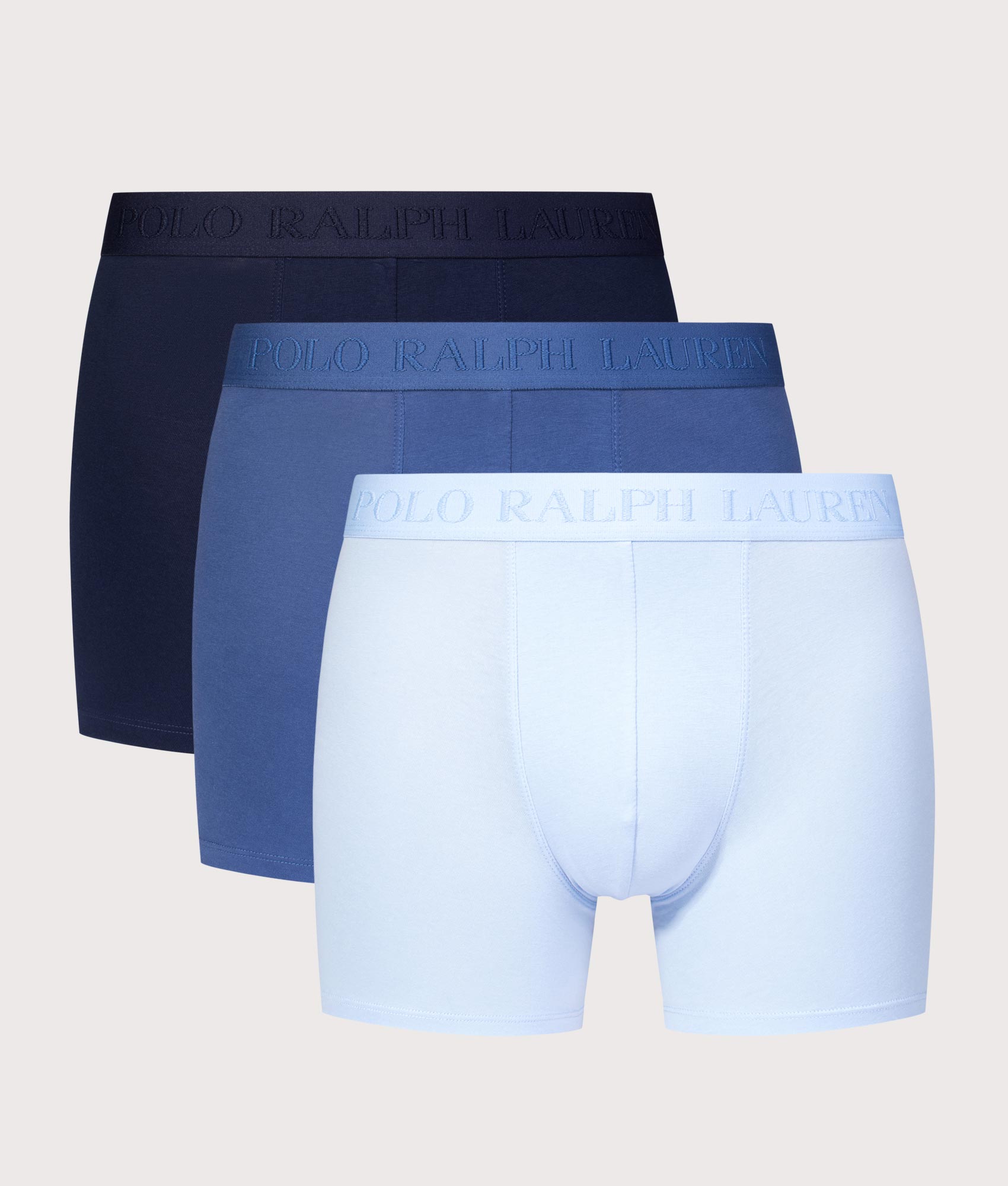 3 Pack Classic Stretch Cotton Trunks in Blues | Polo Ralph Lauren | EQVVS | Front shot 