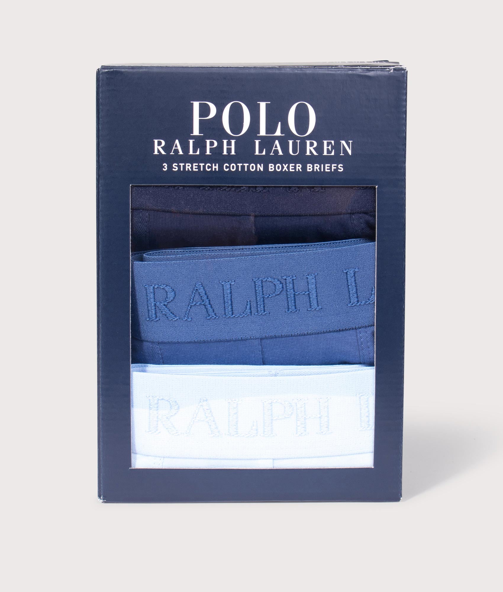 3 Pack Classic Stretch Cotton Trunks in Blues | Polo Ralph Lauren | EQVVS | Box shot 