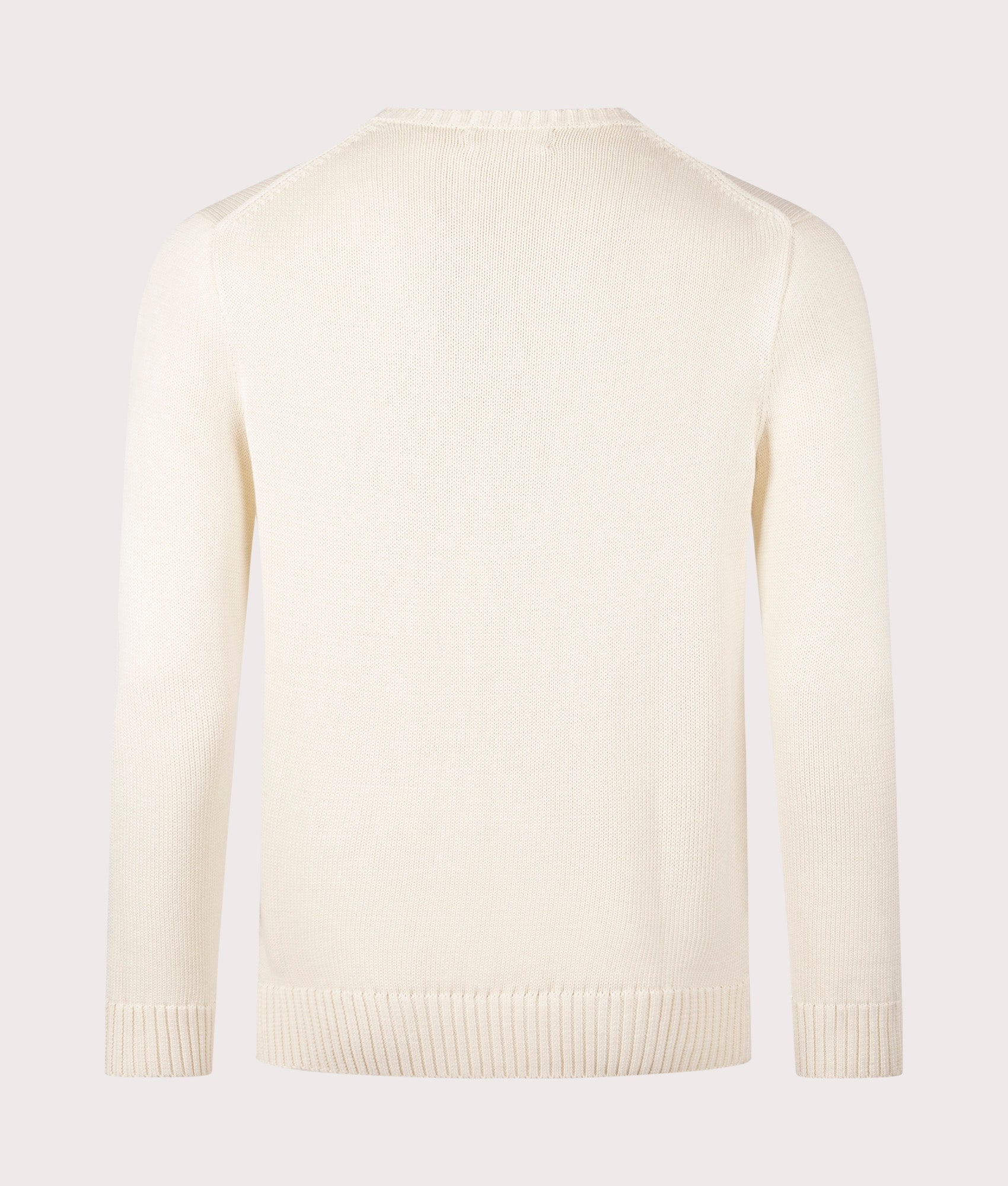 Cotton Ribbed Crew Neck Jumper in Andover Cream | 100% Cotton | Polo Ralph Lauren | EQVVS | Back shot