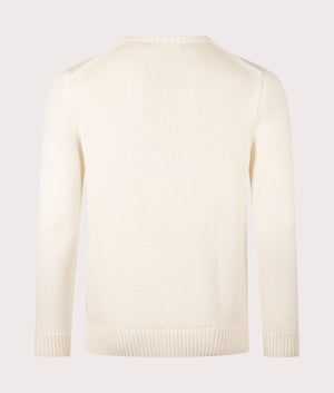 Cotton Ribbed Crew Neck Jumper in Andover Cream | 100% Cotton | Polo Ralph Lauren | EQVVS | Back shot