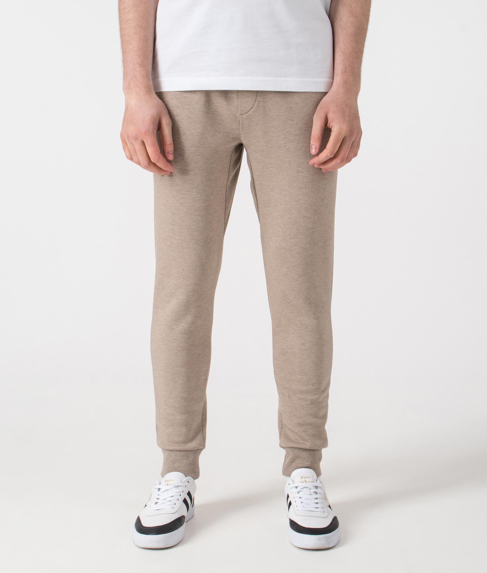 Polo Ralph Lauren Double Knit Pony Logo Joggers in Adirondack Heather. Shot at EQVVS. Front shot. 