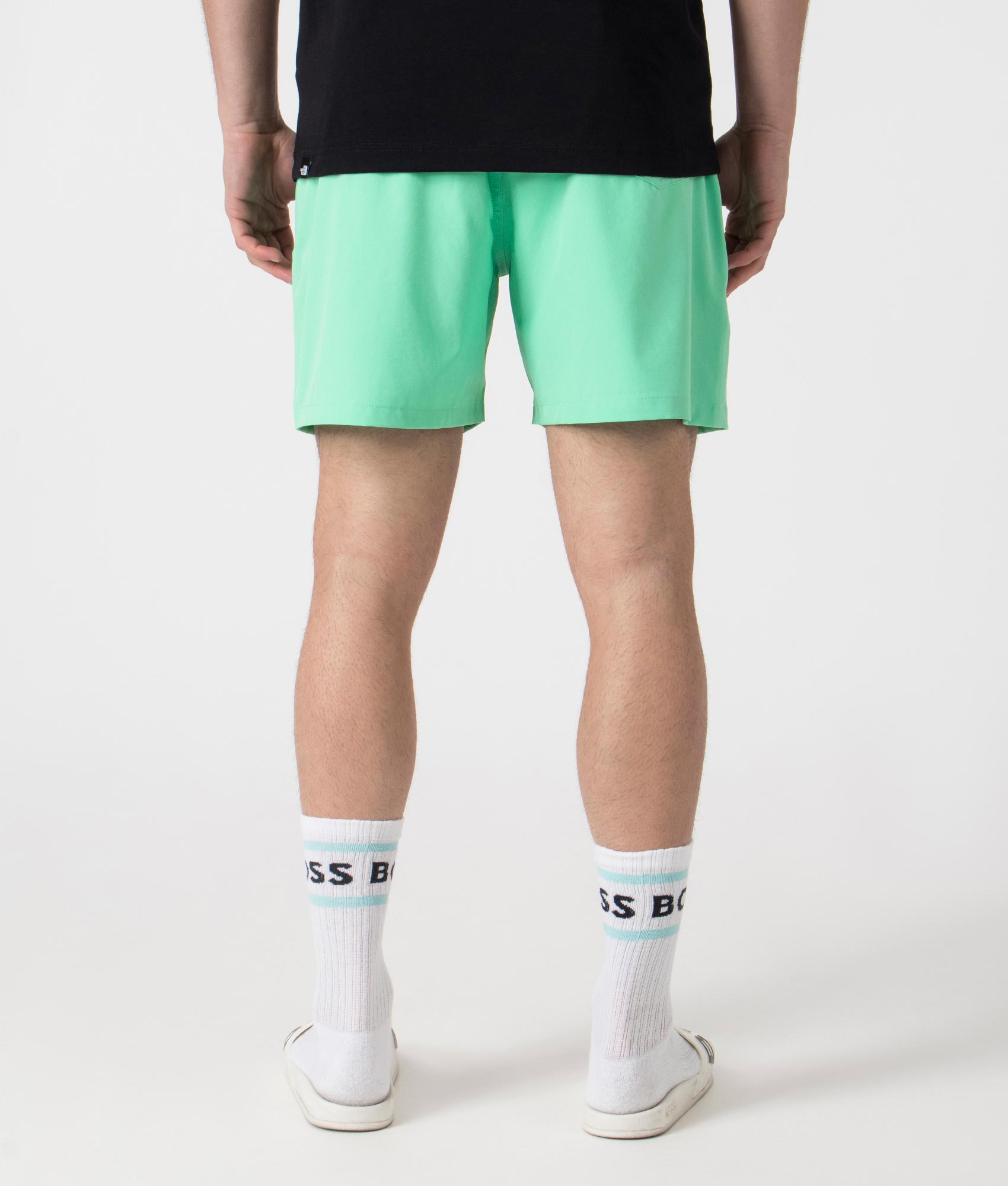 Polo Ralph Lauren Classic Swim Trunks in Sunset Green. Shot at EQVVS.  Back shot. 