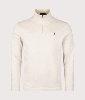Jacquard Quarter Zip Sweatshirt in Chalk Heather | Polo Ralph Lauren | Shot at EQVVS | Front shot 