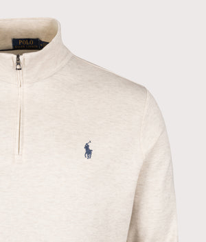 Jacquard Quarter Zip Sweatshirt in Chalk Heather | Polo Ralph Lauren | Shot at EQVVS | Front detail shot 