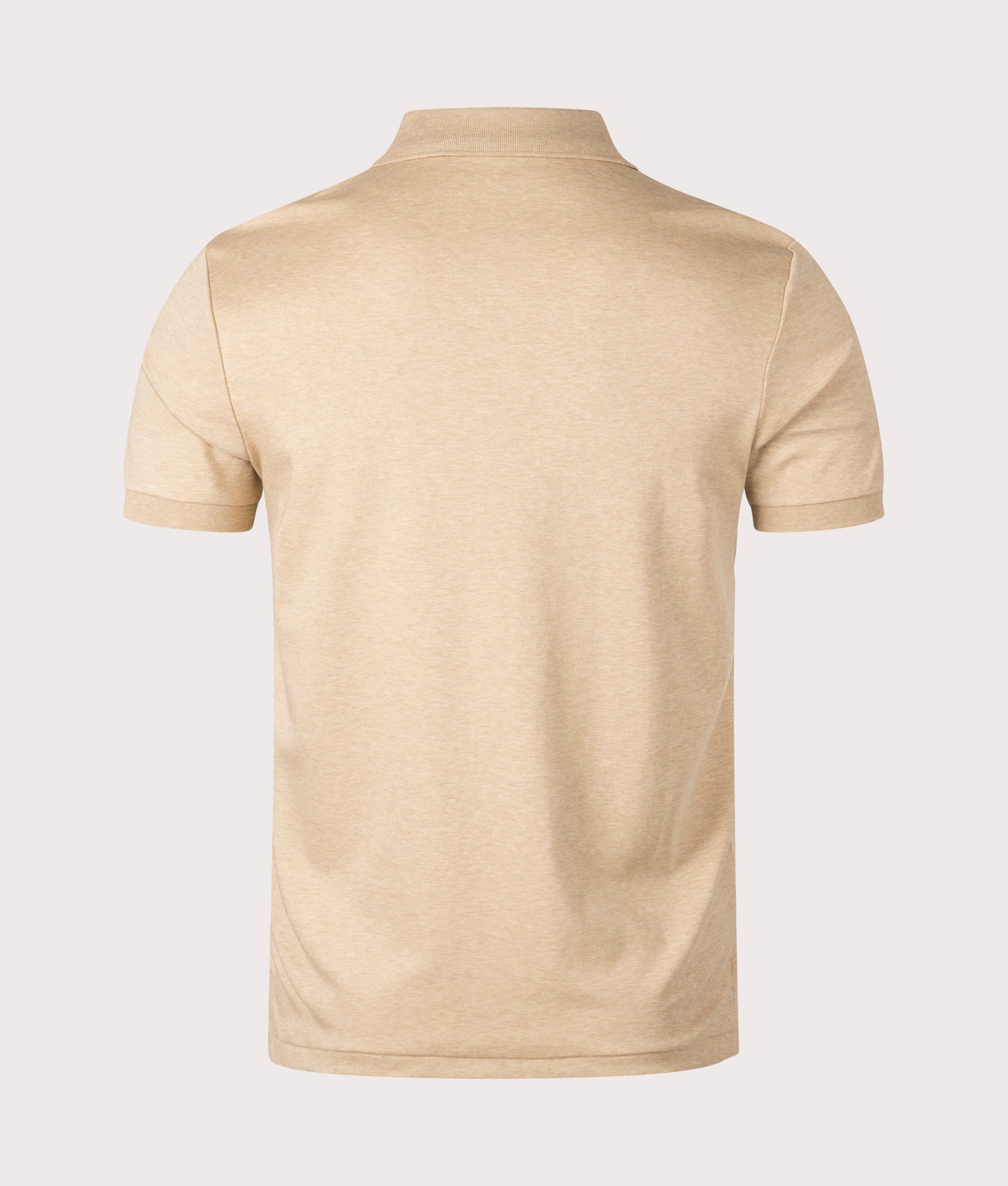 Polo Ralph Lauren Custom Slim Fit Soft Cotton Polo Shirt in Classic Camel Heather at EQVVS. Back Shot.