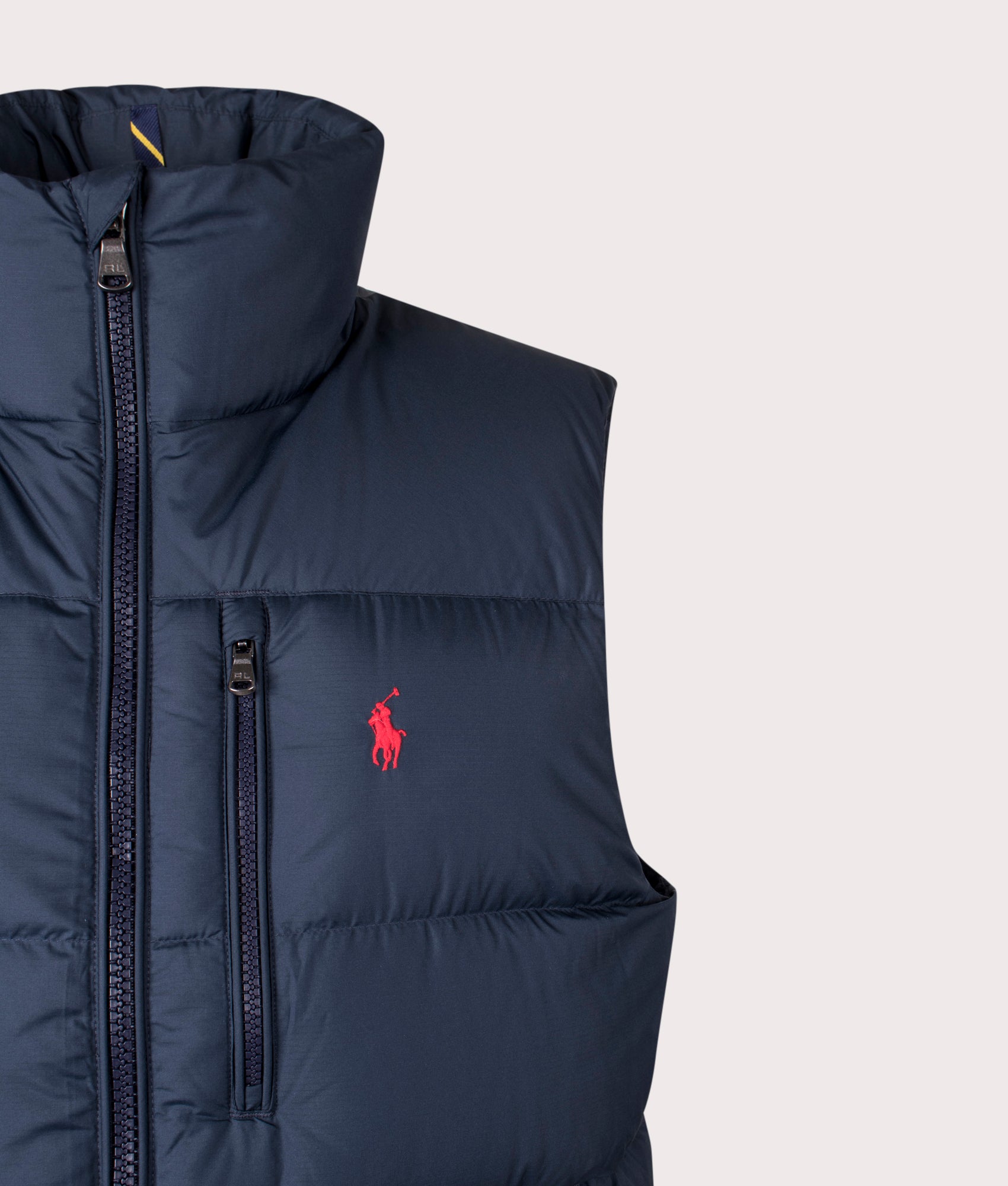 Gorham Down Gilet in Collection Navy | Polo Ralph Lauren | EQVVS | Front detail shot 