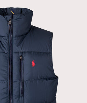 Gorham Down Gilet in Collection Navy | Polo Ralph Lauren | EQVVS | Front detail shot 