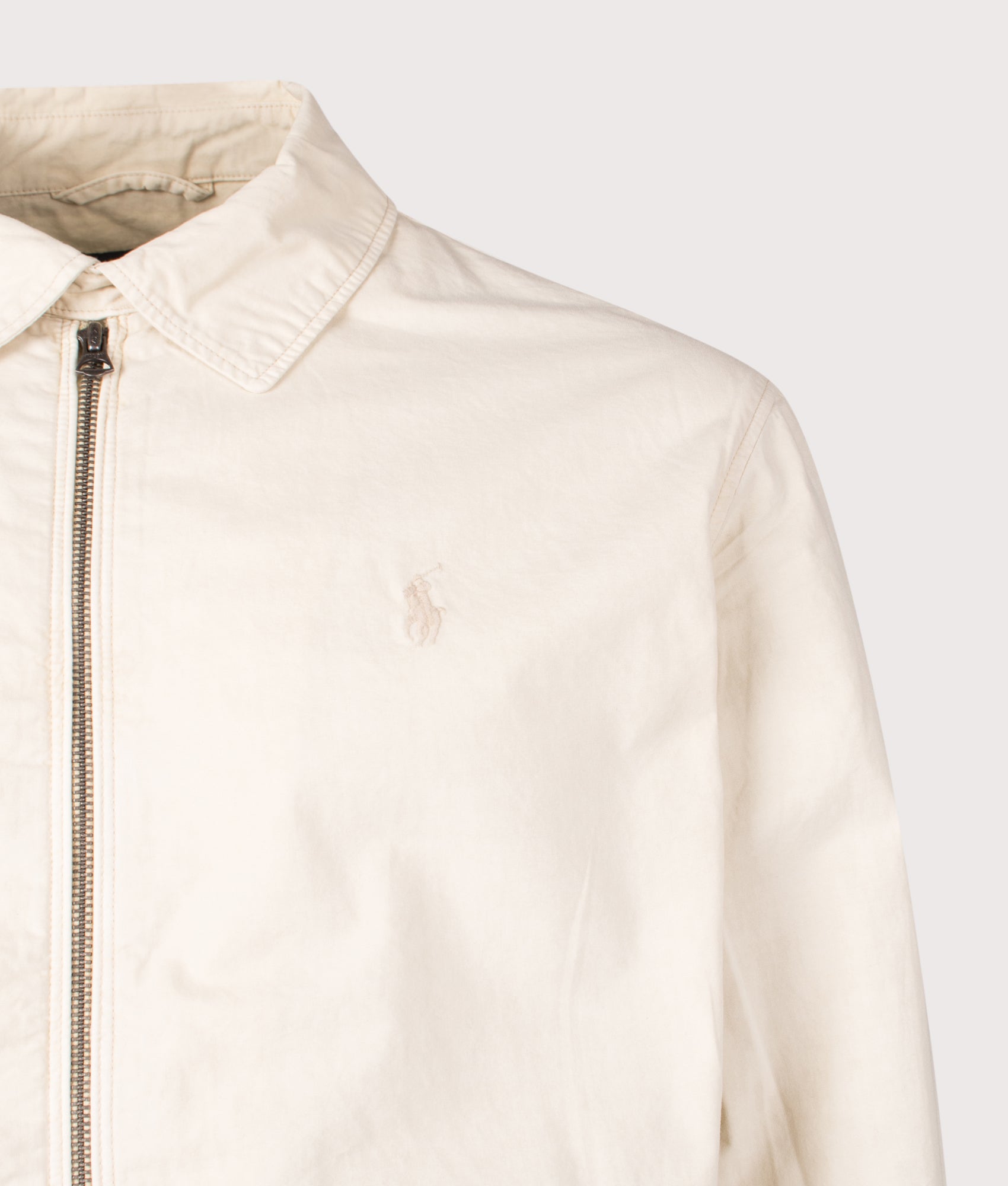 Polo Ralph Lauren The Bayport Mineral-Dyed Poplin Jacket in Natural . Shot at EQVVS. Detail shot 
