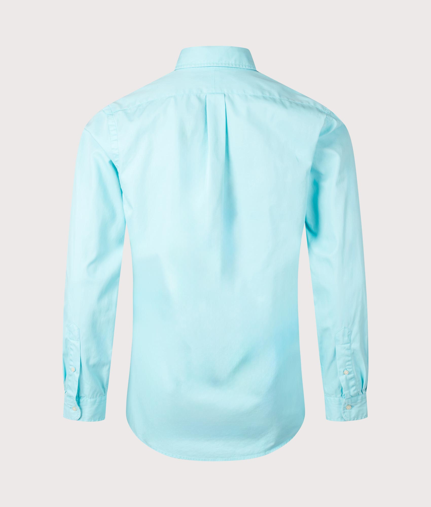 Polo Ralph Lauren Custom Fit Twill Shirt in Aqua Blue. Shot at EQVVS. Back shot 