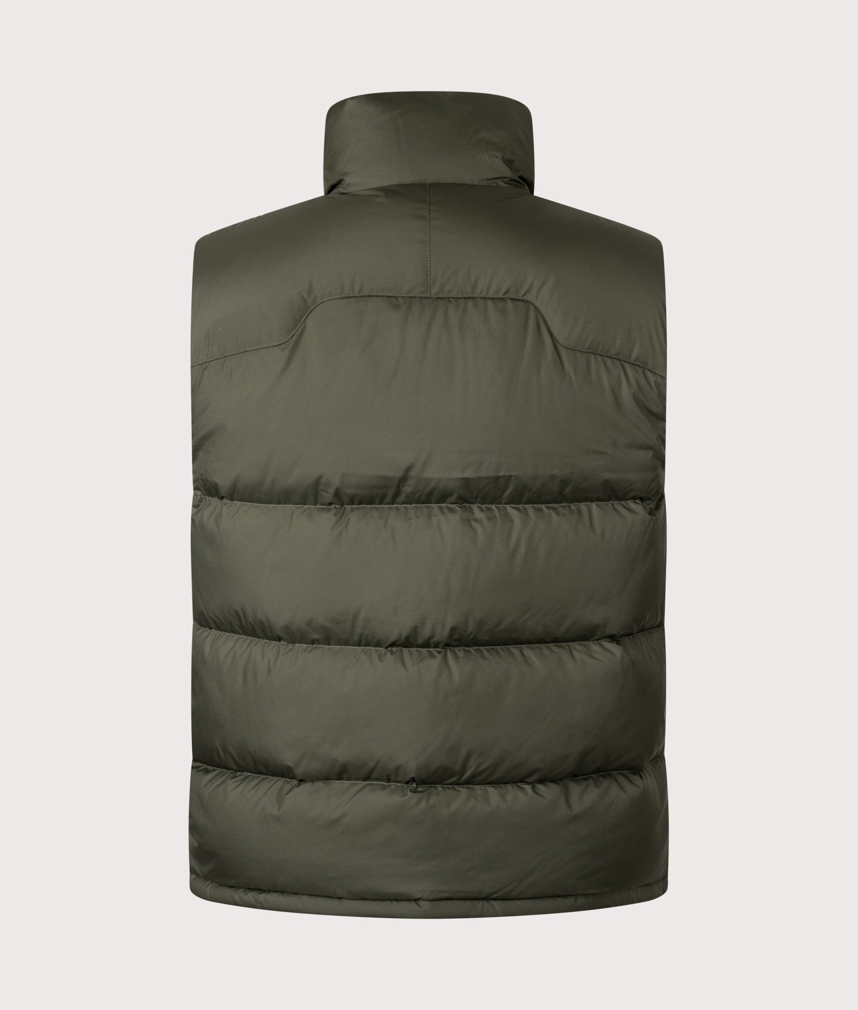 Polo Ralph Lauren Gorham Down Vest in Company Olive at EQVVS Menswear. Back shot.