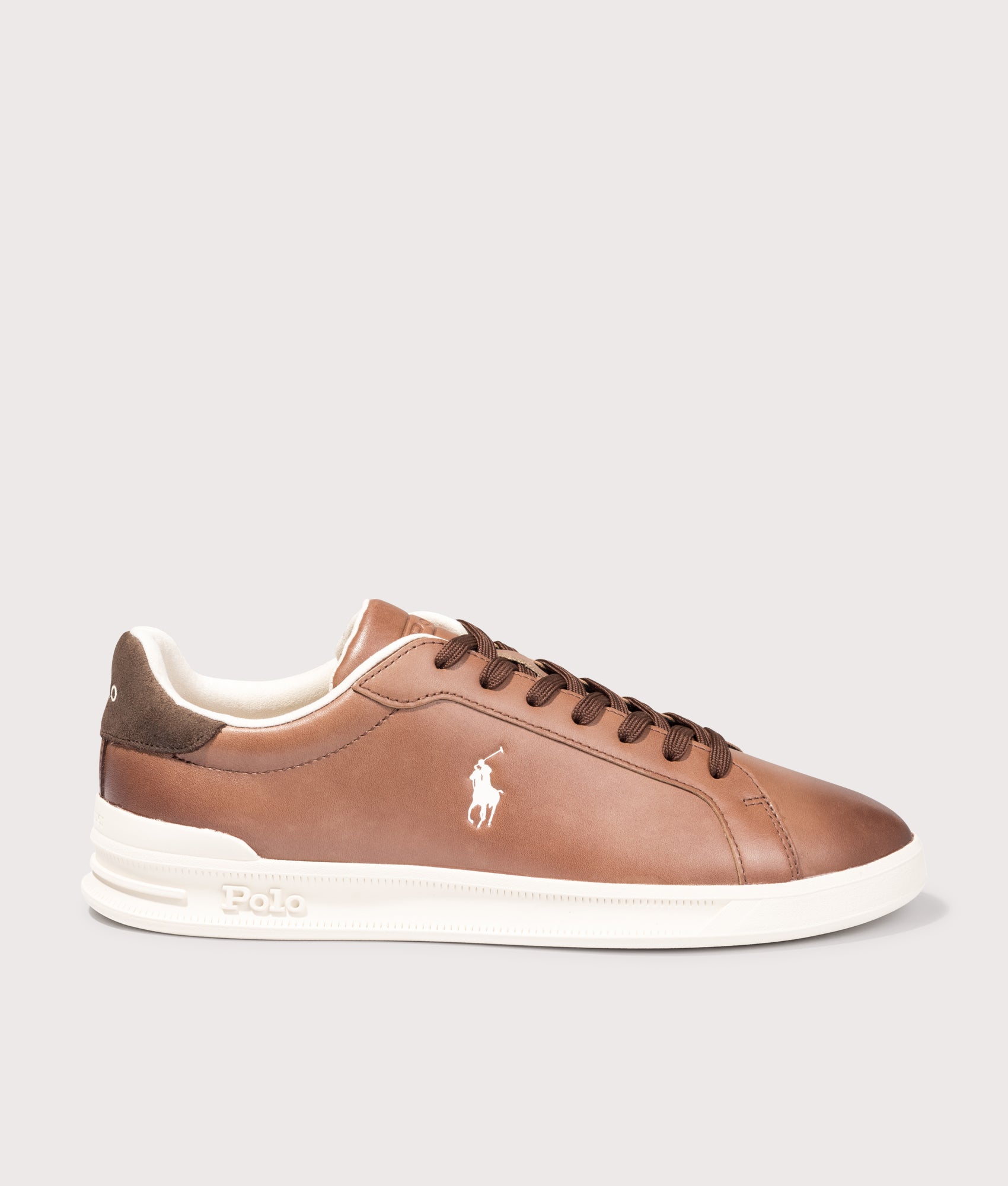 Polo Ralph Lauren Heritage Court II arrive in the Tan and Ecru at EQVVS Menswear. Side shot.