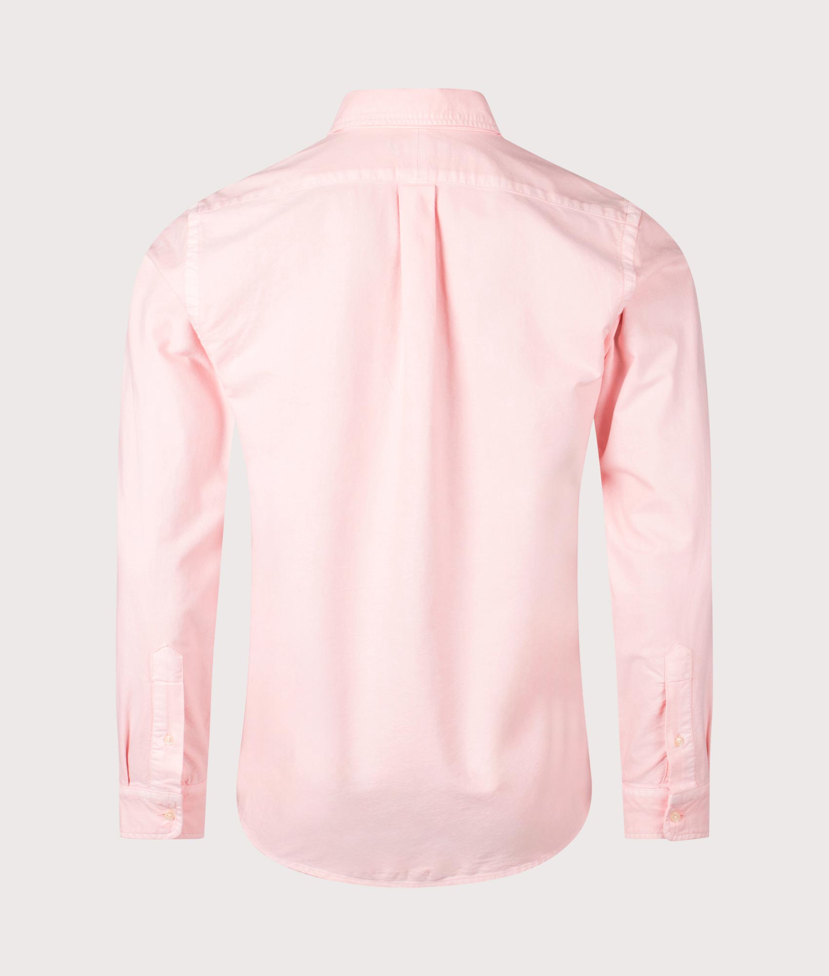 Polo Ralph Lauren Custom Fit Mineral-Dyed Oxford Shirt in Rose. Shot at EQVVS. Back shot 