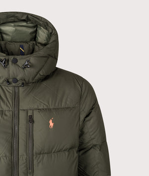 Gorham Down Jacket in Company Olive | [Fabric composition not specified] | Polo Ralph Lauren | EQVVS | Front detail shot 