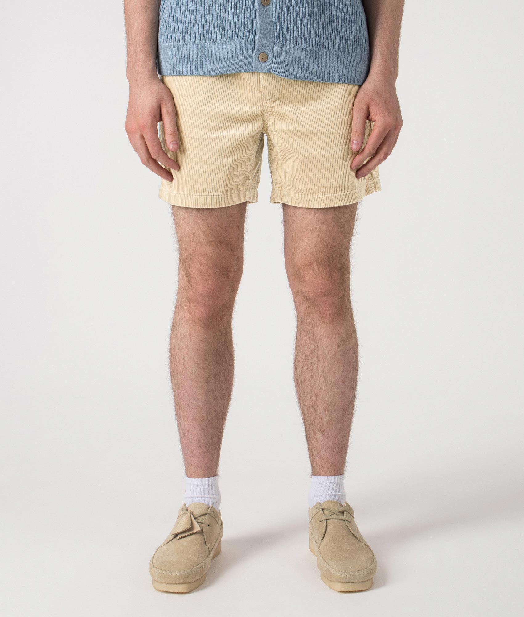 Regular Fit Corduroy Prepster Shorts. Shot by EQVVS. Front shot.
