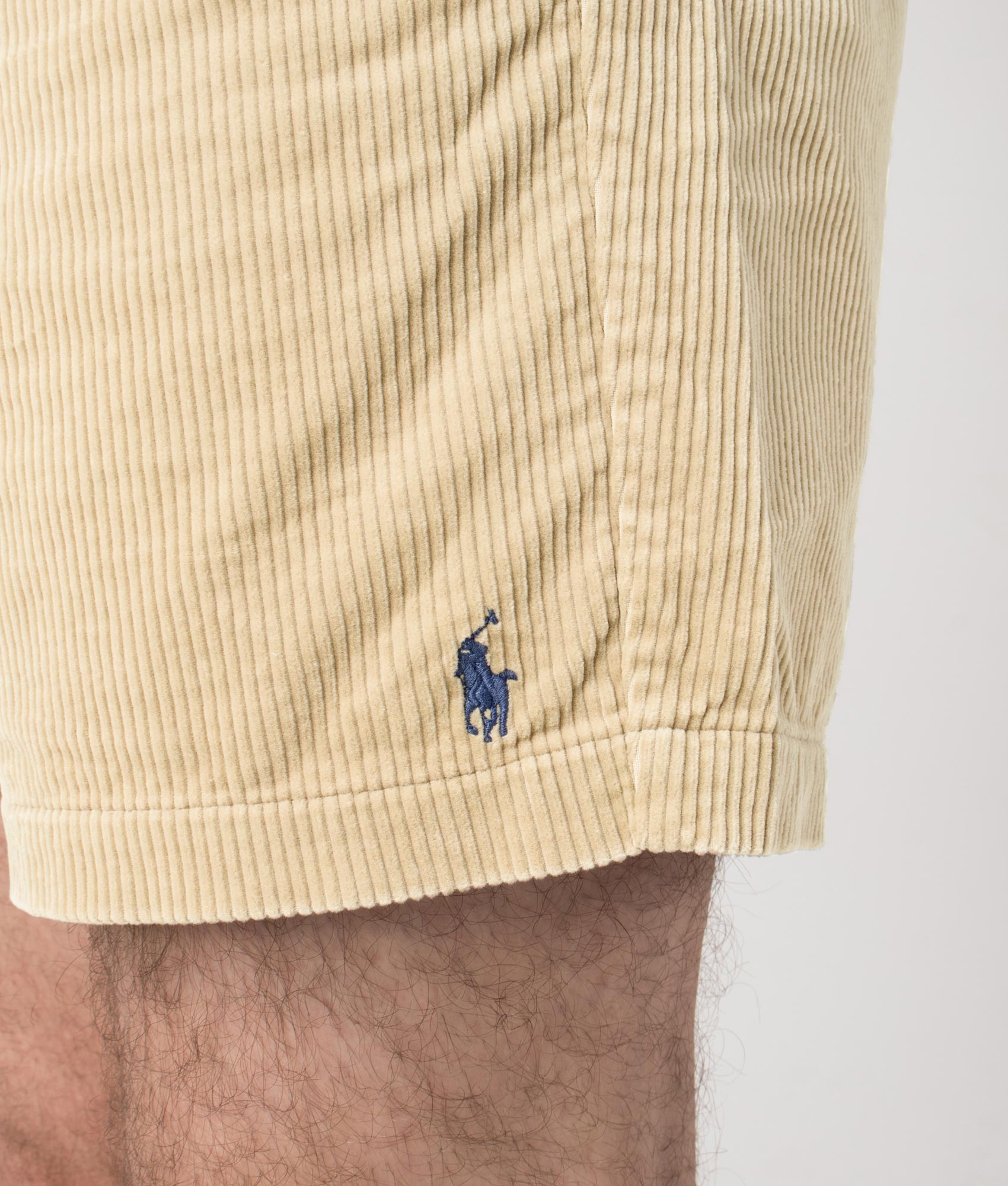 Regular Fit Corduroy Prepster Shorts. Shot by EQVVS. Detail shot.