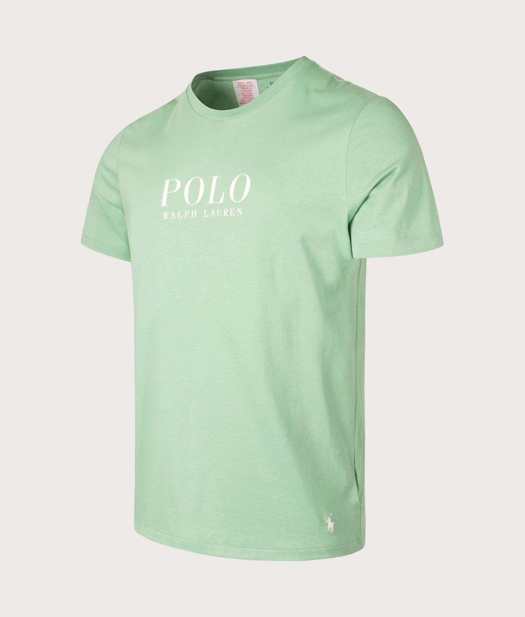 Polo Ralph Lauren Logo Cotton Jersey Lounge T-Shirt in  Pistachio . Shot at EQVVS. Front angle shot 