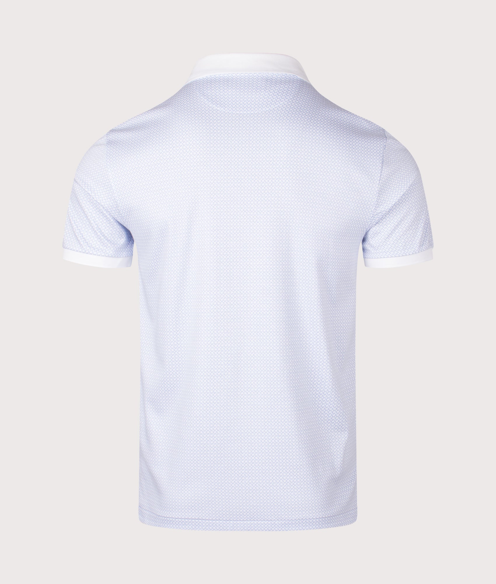 Polo Ralph Lauren Custom Slim Fit Print Polo Shirt in  Crescent Toss White. Shot at EQVVS. Back shot. 