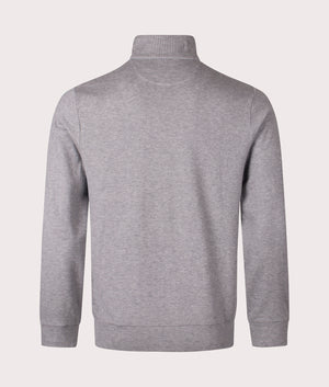 Polo Ralph Lauren Luxury Jersey Houndstooth Quarter Zip Sweatshirt in Andover Heather Puppytooth. Shot at EQVVS. Back shot 