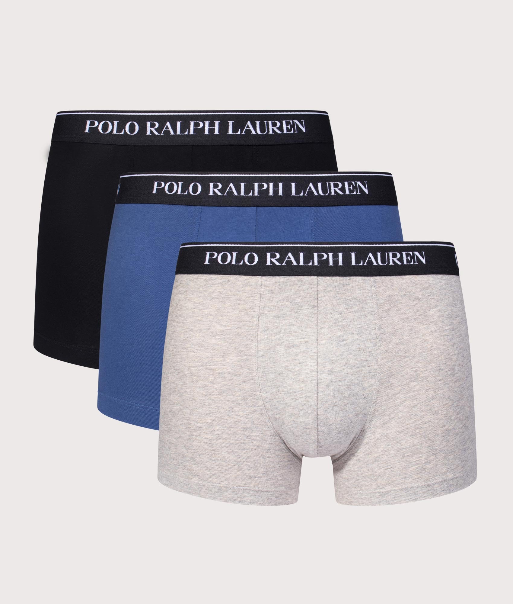 3 Pack Classic Stretch Cotton Trunks in Black/Dark Sport/Old Royal | Polo Ralph Lauren | EQVVS | Front shot 
