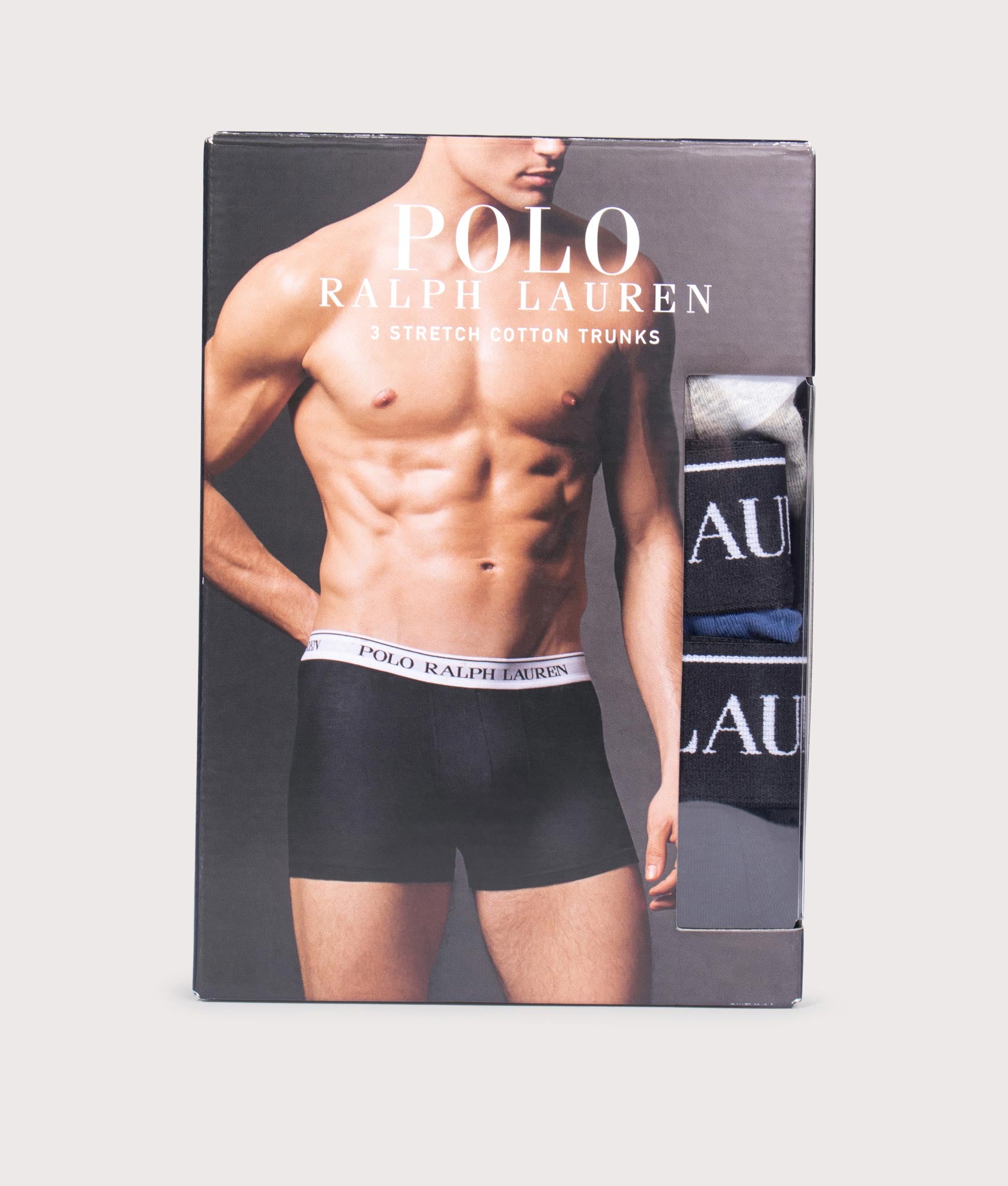 3 Pack Classic Stretch Cotton Trunks in Black/Dark Sport/Old Royal | Polo Ralph Lauren | EQVVS | Box shot 