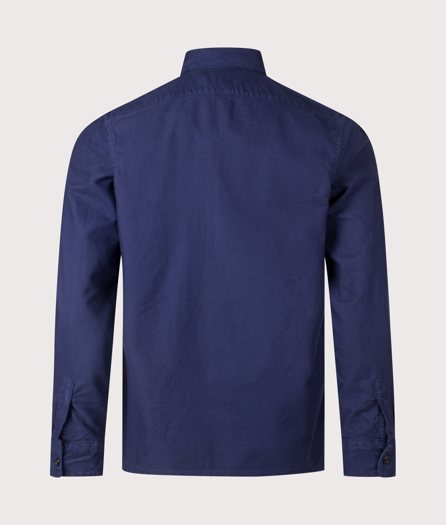 Garment-Dyed Oxford Overshirt. Shot by EQVVS. Detail shot.
