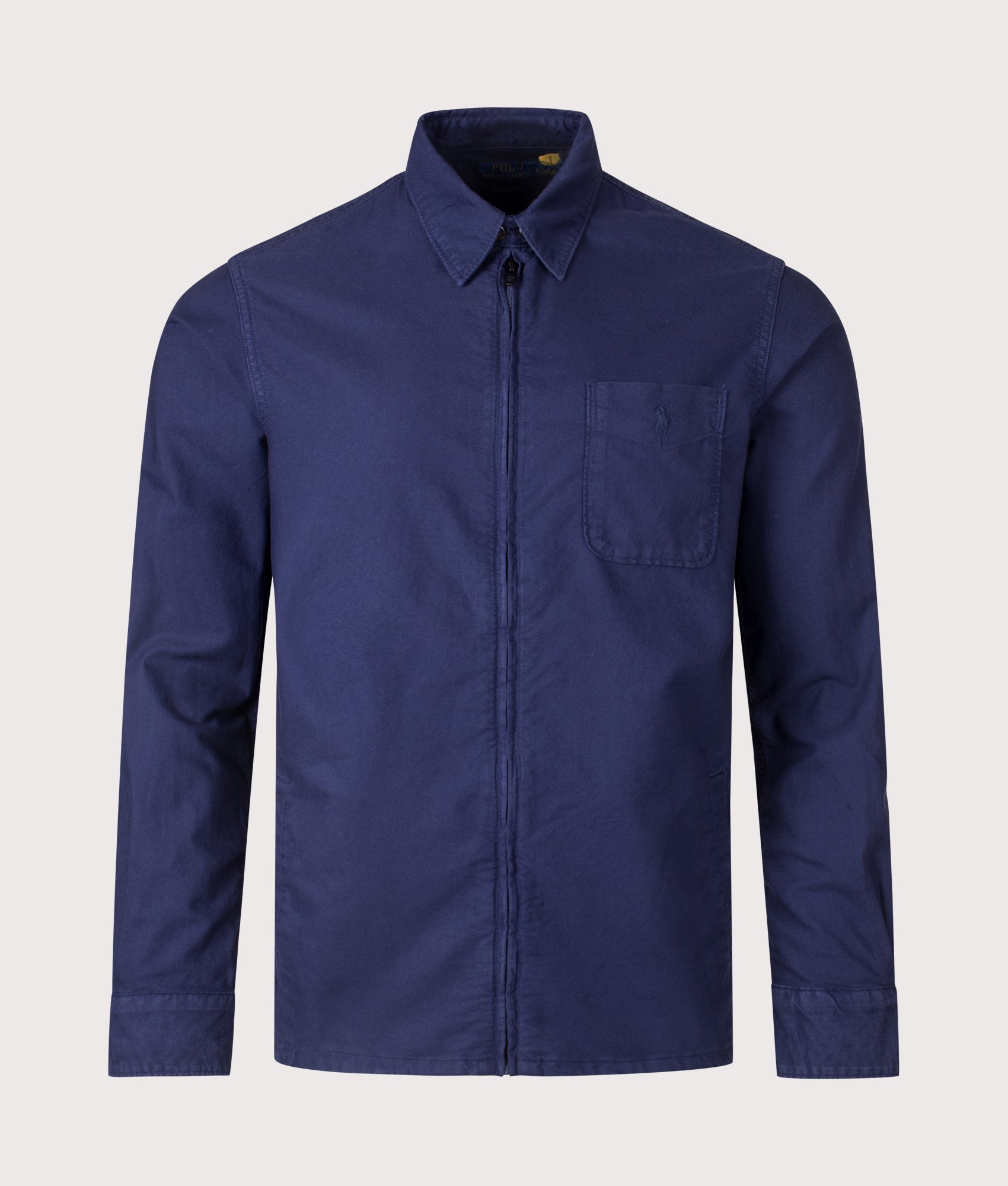 Garment-Dyed Oxford Overshirt. Shot by EQVVS. Front shot.