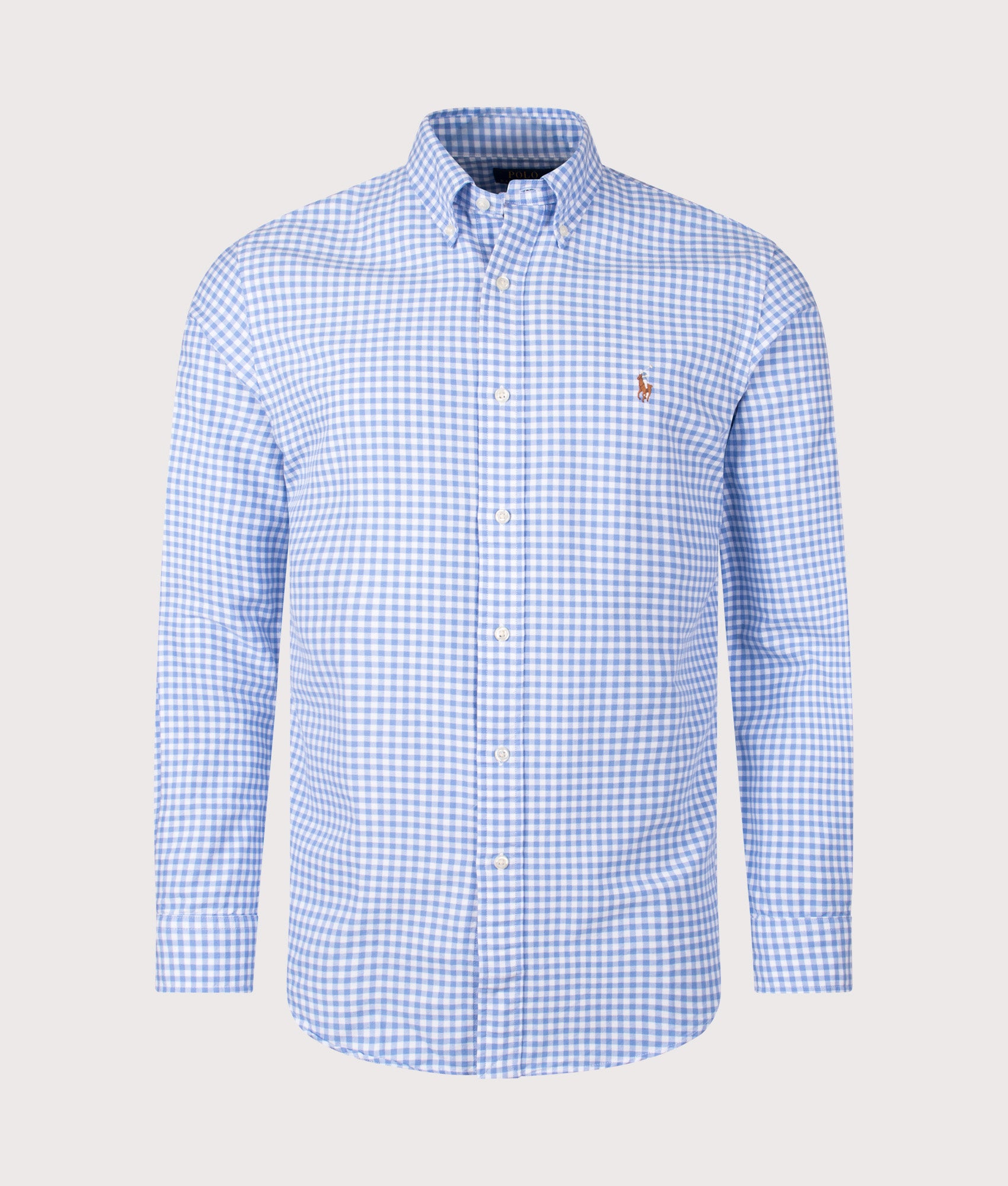 Custom Fit Gingham Oxford Shirt. Shot by EQVVS. Front shot.