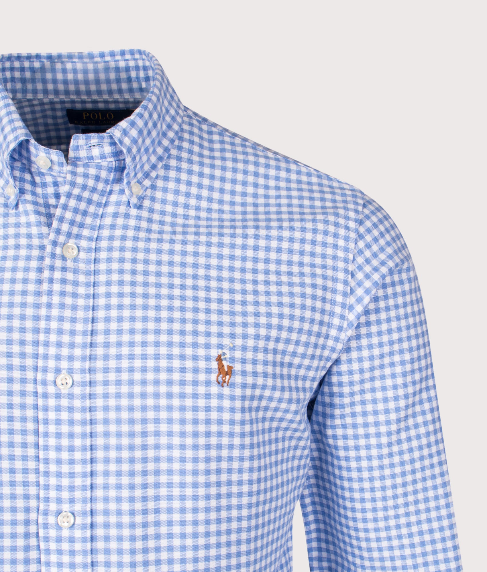 Custom Fit Gingham Oxford Shirt. Shot by EQVVS. Detail shot.