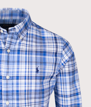 Custom Fit Plaid Oxford Shirt. Shot by EQVVS. Front detail shot.