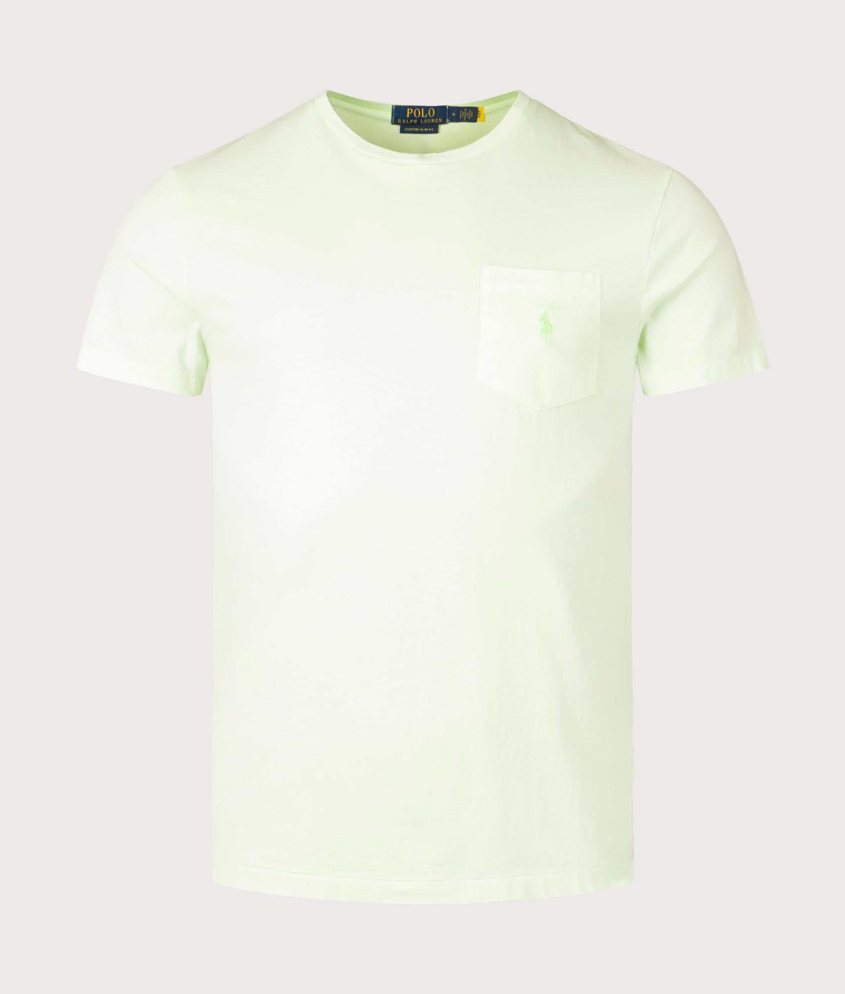 Polo Ralph Lauren Custom Slim Mineral-Dyed Pocket T-Shirt in Leaf. Shot at EQVVS. Front shot 