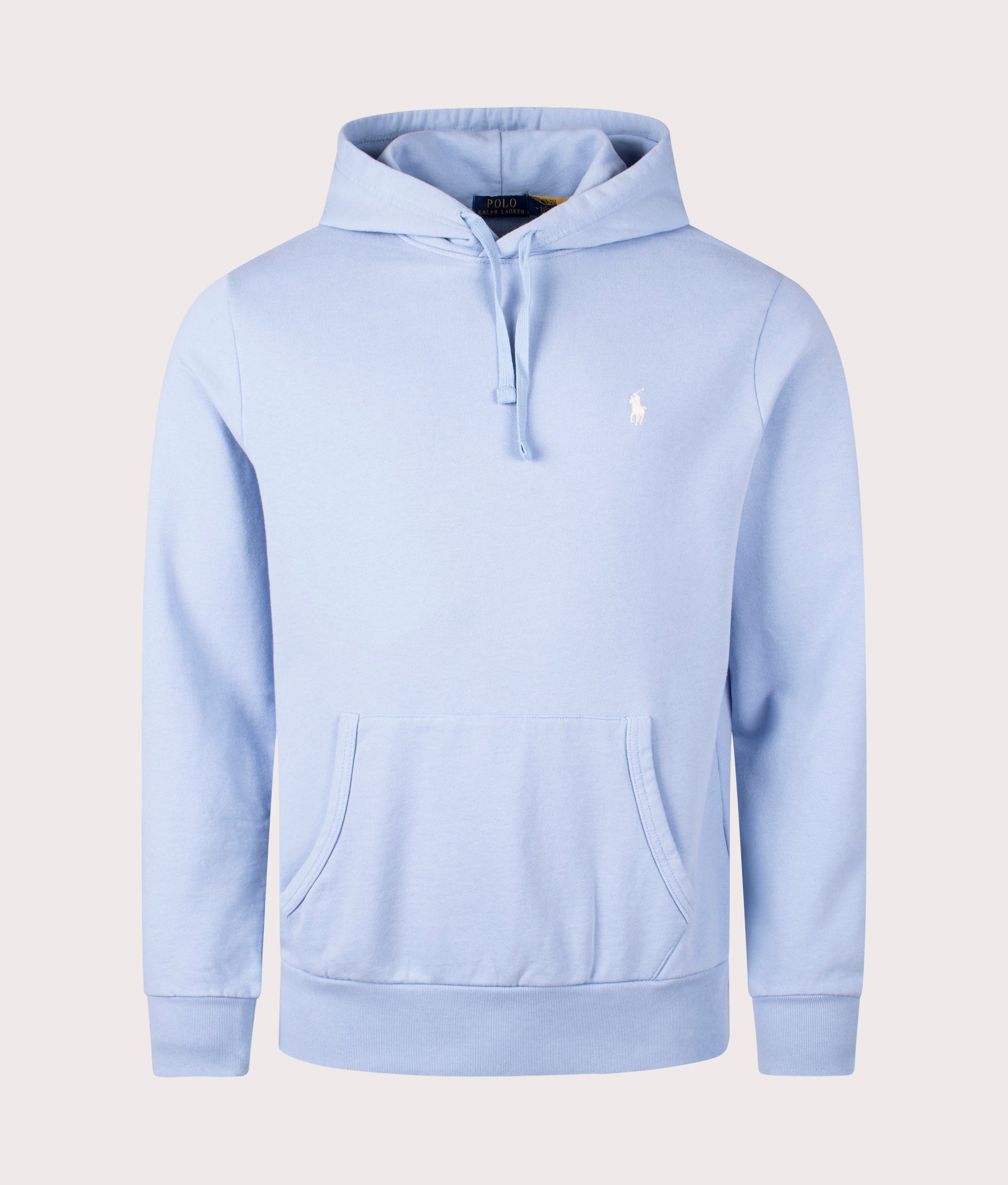 Polo Ralph Lauren Loopback Fleece Hoodie in Chambray Blue. EQVVS front shot.