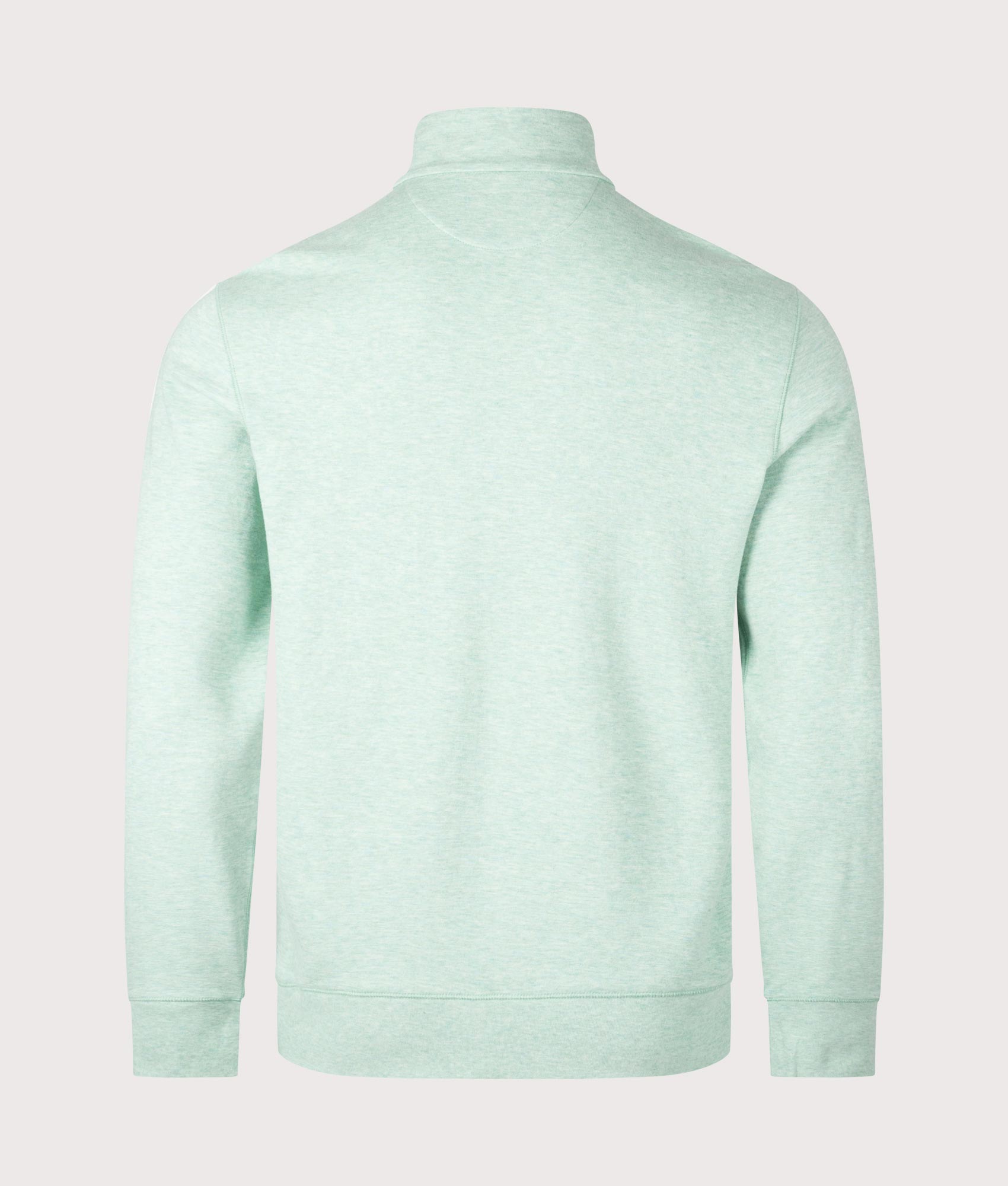 Polo Ralph Lauren Quarter Zip Sweatshirt in Celadon Heather at EQVVS Menswear. Back shot.
